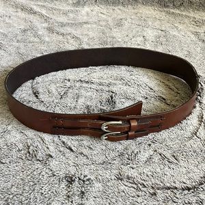 Brown leather semi-wrap belt